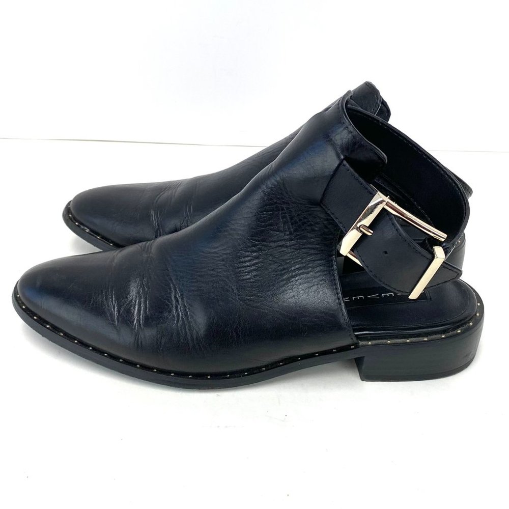 Steven by Steve Madden CITE Mule Ankle Boots black leather Sz 9.5 pointy toe